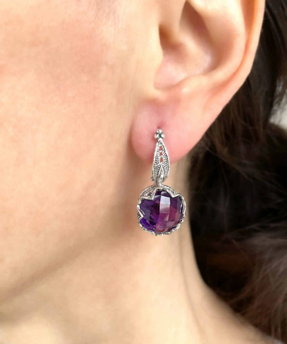 FiligranIst - Amethyst Gemstone Sterling Silver Woman Drop Earrings