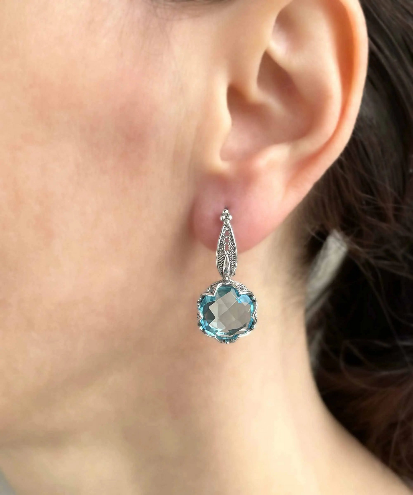 FiligranIst - Blue Topaz Sterling Silver Drop Earrings