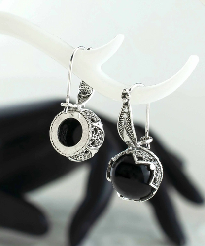 FiligranIst - Onyx Gemstone Sterling Silver Woman Drop Earrings