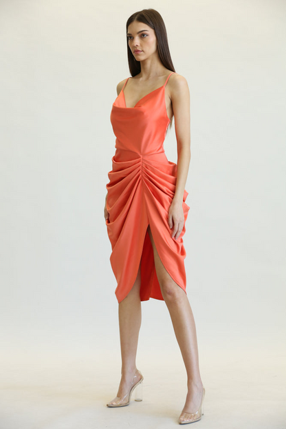 Sara - Premium Radiant Satin Fabric Dress