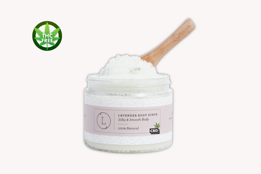 Lizush Lavender Body Scrub with CBD, Natural Body Salt Scrub (THC free)