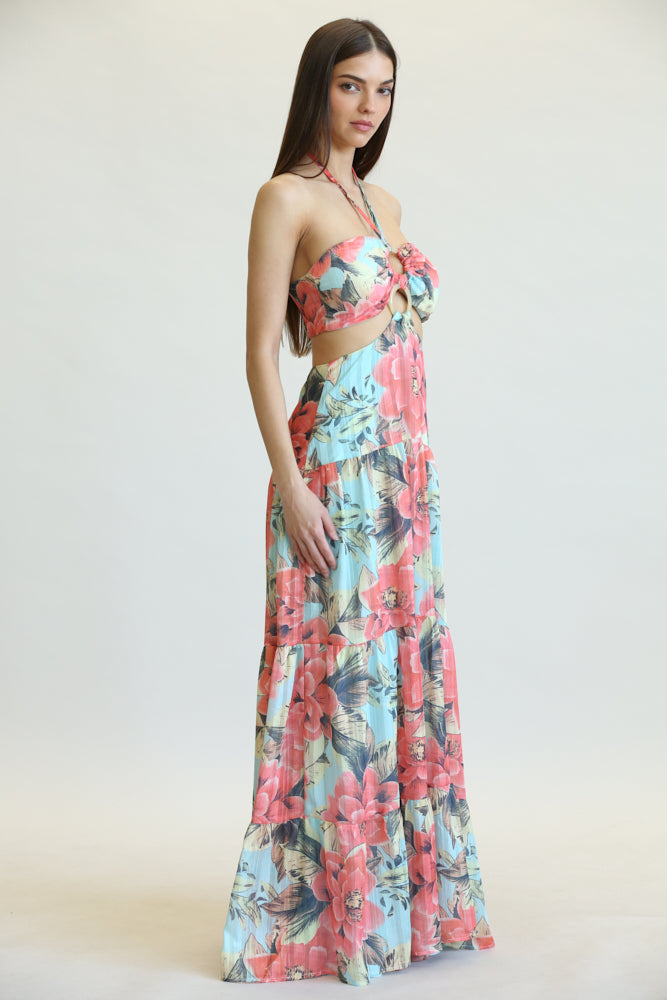 Alipha - Glimmering Striped Chiffon Dress