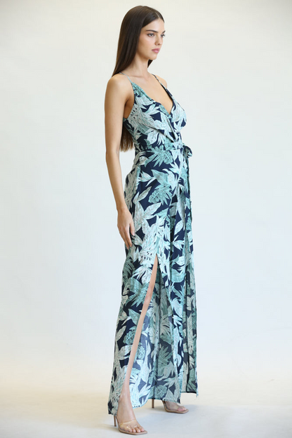 Delen - Leafage/Palm Frond Print Premium Jumpsuit