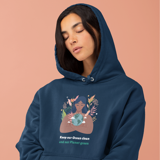 Green Planet - Sudadera con capucha de algodón orgánico - Fabricada en Francia