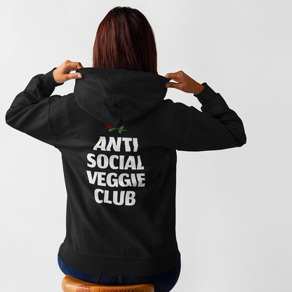 Anti Social Veggie Club - Sudadera con capucha de algodón orgánico - Fabricada en Francia