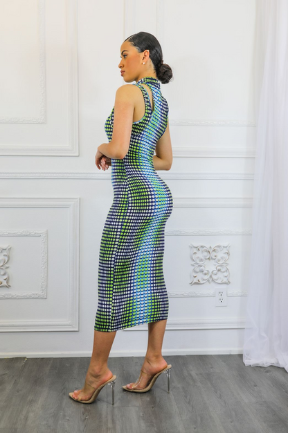 Vestido midi con estampado de escala multidimensional