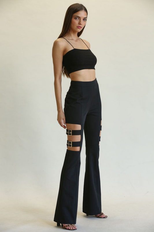 Lola - Premium Elevated Retro Chic Belted Bell Bottom Trousers