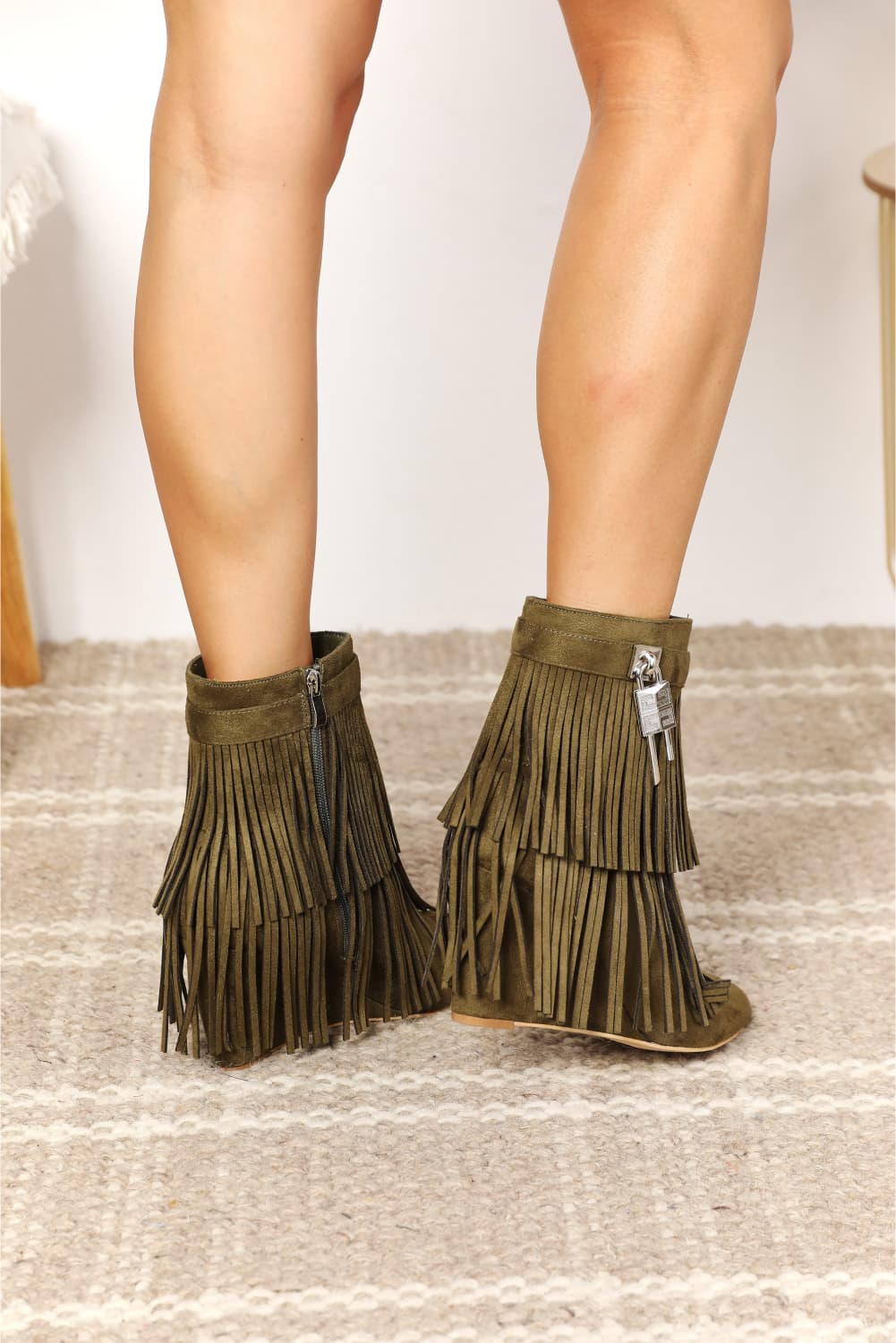 Legend Edgy Vegan Suede Ankle Booties with Open Shank