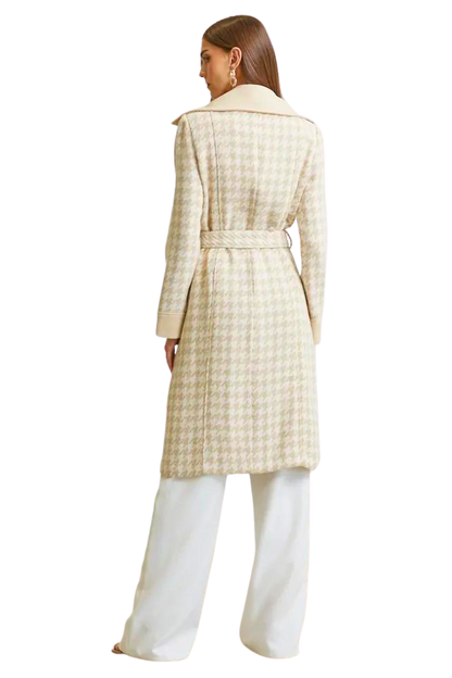 Adalee - Premium Houndstooth Print Overcoat