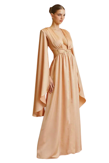 Arianna - Luxe Satin Cape Sleeve Dress