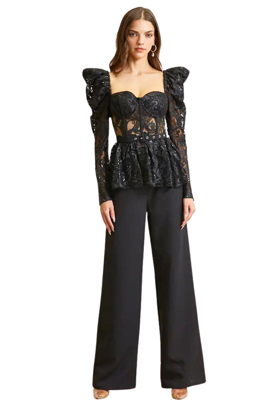 Nova - Premium Embroidered Lace Top + Pant Ensemble