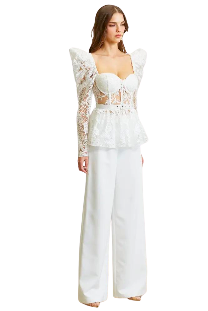 Nova - Premium Embroidered Lace Top + Pant Ensemble