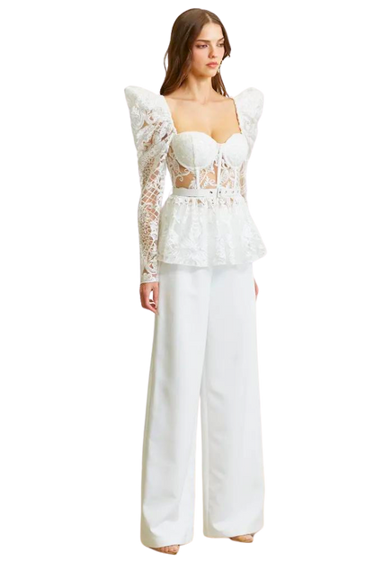 Nova - Premium Embroidered Lace Top + Pant Ensemble