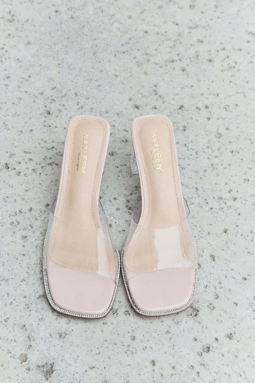 DDK Chic Nude Mules with Clear Strap Detail