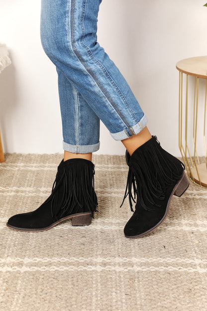 Legend Contemporary Cowboy-Inspired Fringed Ankle Boots