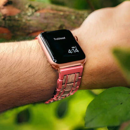 La clásica correa para Apple Watch - Rosa / Oliva - La elegancia se une a la innovación