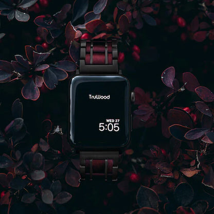 TruWood The Classic Apple Watch Band - Black / Purpleheart