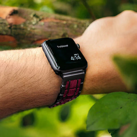 TruWood The Classic Apple Watch Band - Black / Purpleheart