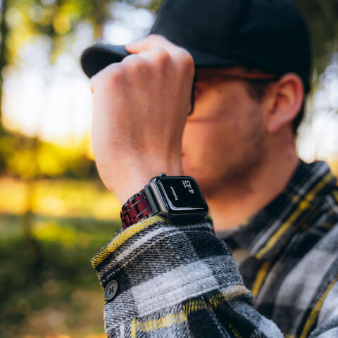 TruWood The Classic Apple Watch Band - Black / Purpleheart