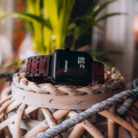 TruWood The Classic Apple Watch Band - Black / Purpleheart