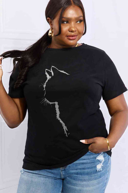 Simply Love Full Size Cat Graphic Cotton Tee