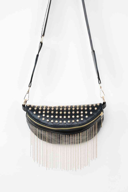 Bolso bandolera con tachuelas y flecos de cuero PU Adored