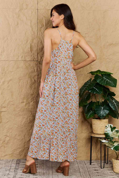 HEYSON Take Your Chances Vestido largo con cuello halter floral de tamaño completo 