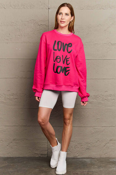 Sudadera con cuello redondo LOVE de talla grande de Simply Love