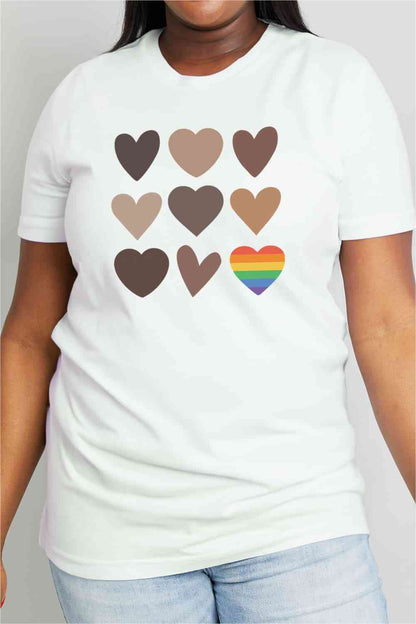 Camiseta de algodón con gráfico de corazón de tamaño completo de Simply Love