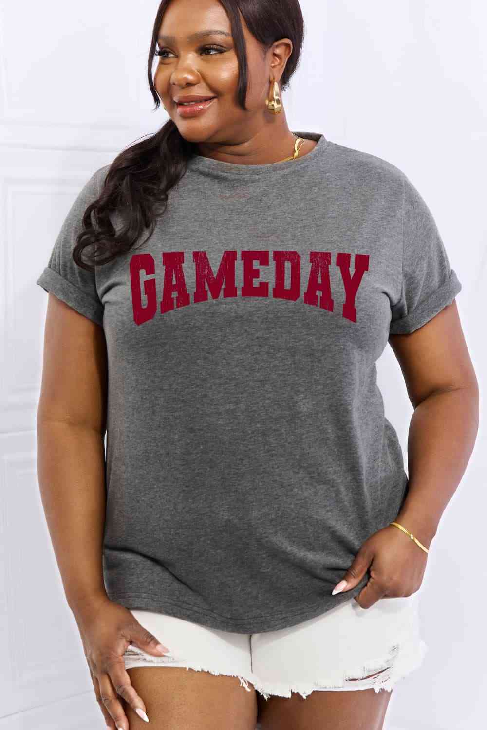 Camiseta de algodón con gráfico GAMEDAY de tamaño completo de Simply Love