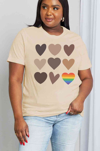 Camiseta de algodón con gráfico de corazón de tamaño completo de Simply Love