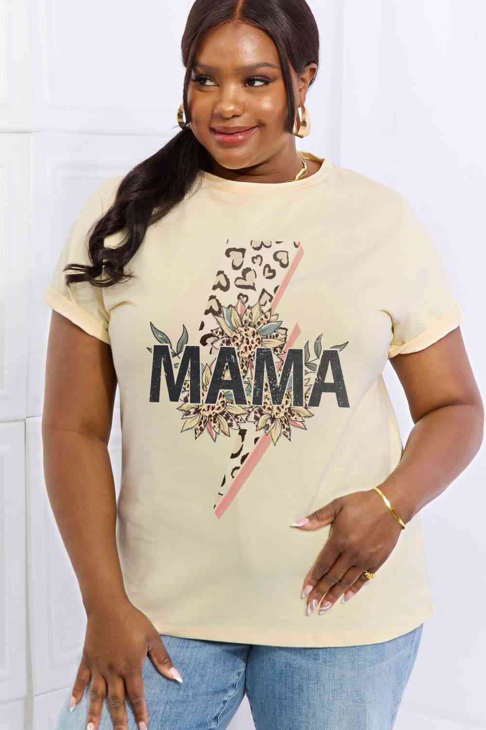 Camiseta de algodón con estampado MAMA de tamaño completo de Simply Love