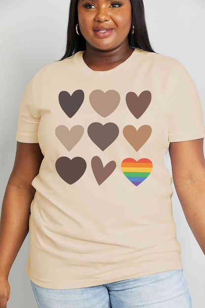 Camiseta de algodón con gráfico de corazón de tamaño completo de Simply Love