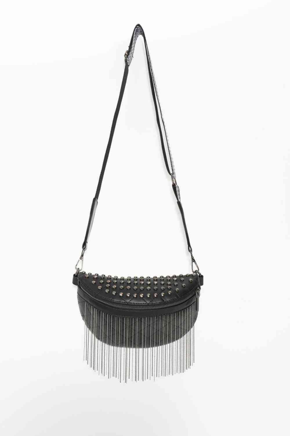 Bolso bandolera con tachuelas y flecos de cuero PU Adored