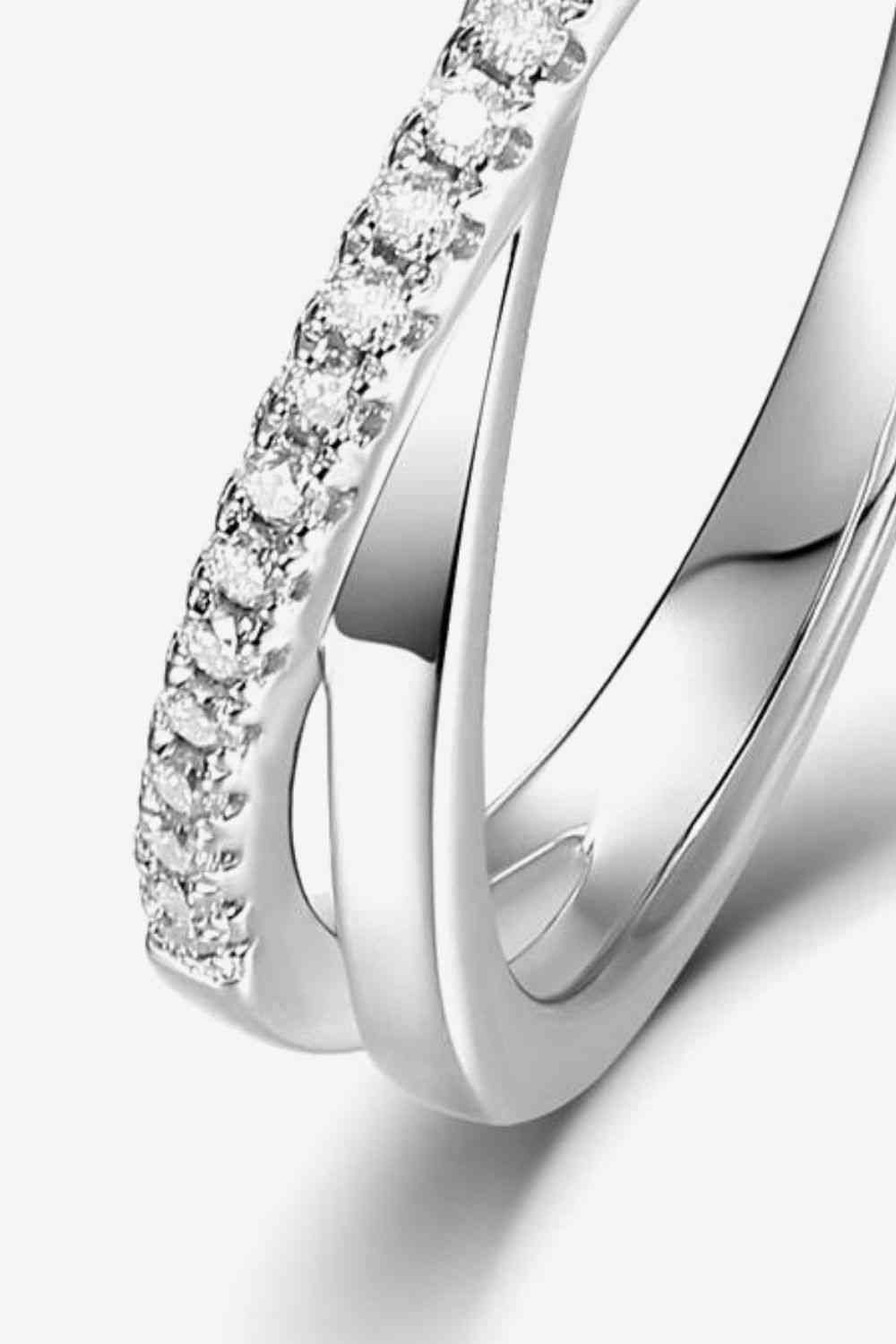 Adored Moissanite Crisscross 925 Sterling Silver Ring