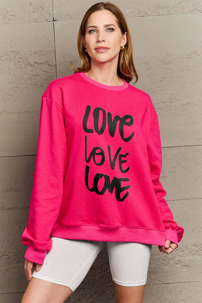 Sudadera con cuello redondo LOVE de talla grande de Simply Love