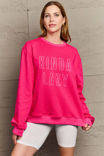 Sudadera con cuello redondo KINDA LAZY de tamaño completo de Simply Love