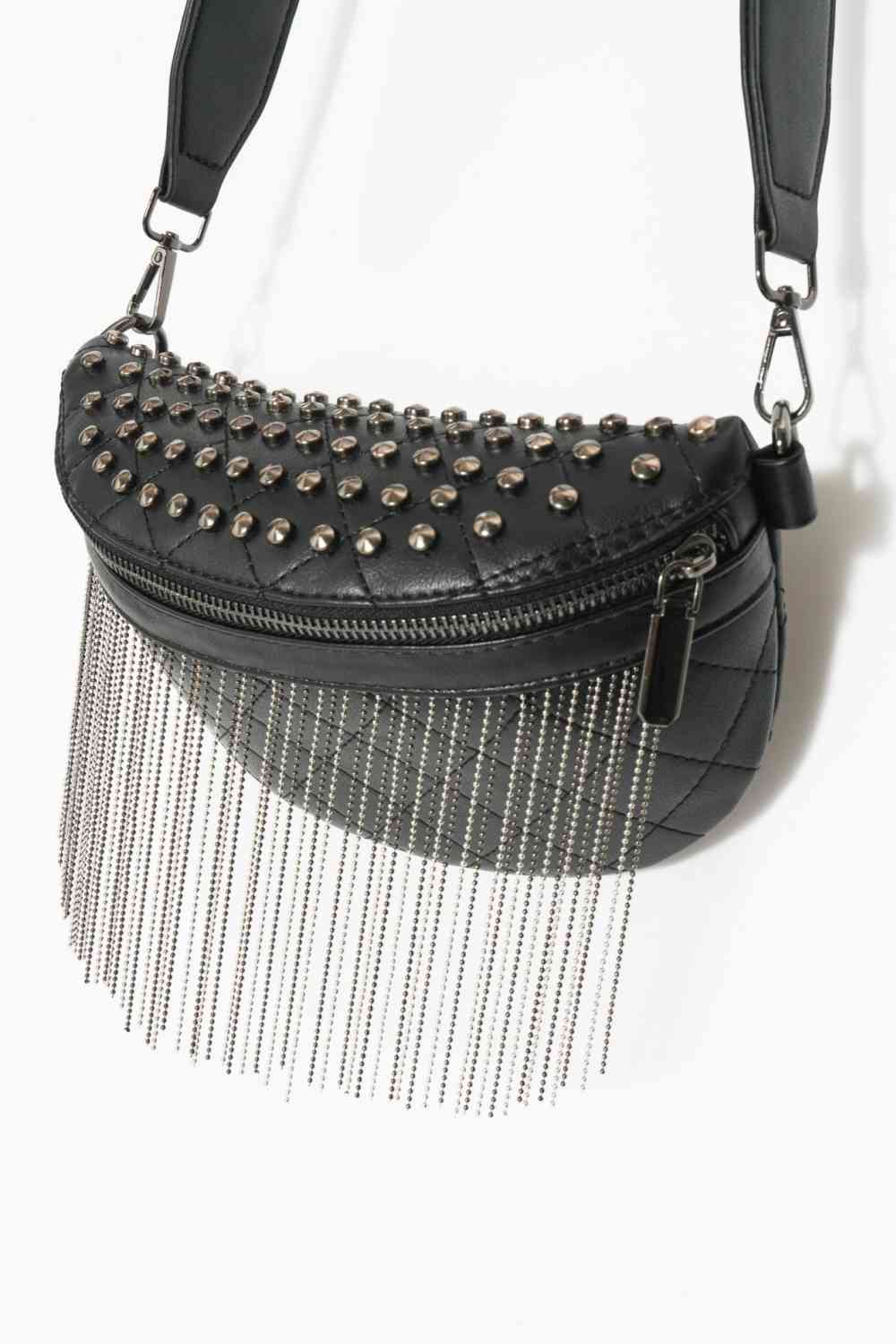 Bolso bandolera con tachuelas y flecos de cuero PU Adored