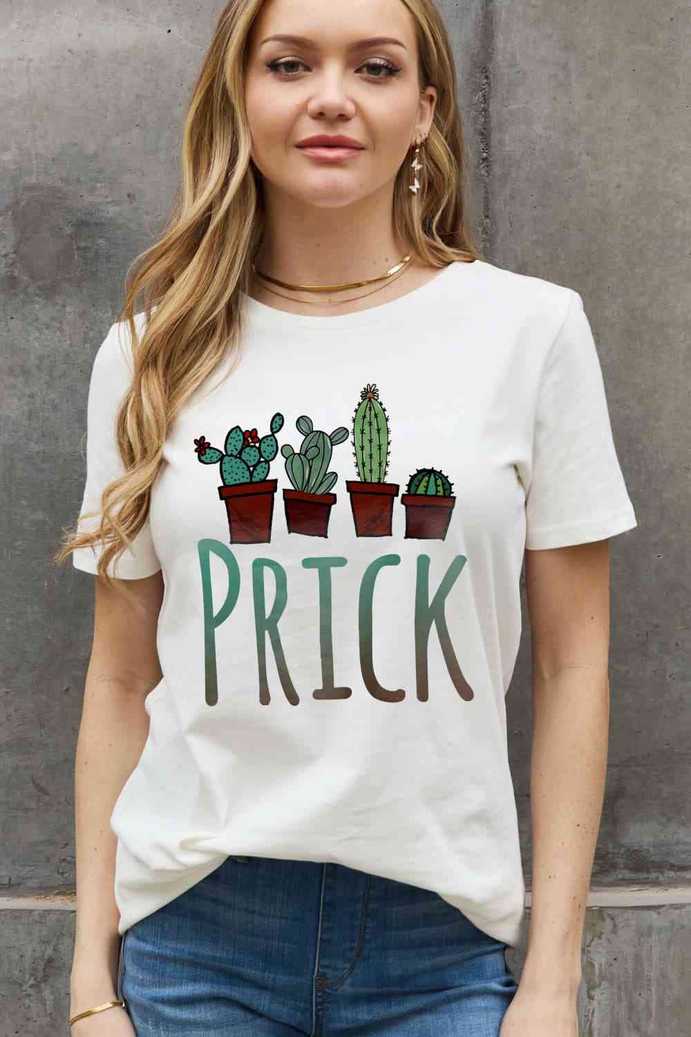 Camiseta de algodón con gráfico PRICK de tamaño completo de Simply Love