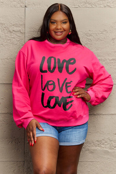 Sudadera con cuello redondo LOVE de talla grande de Simply Love