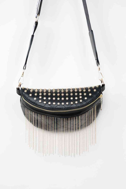 Bolso bandolera con tachuelas y flecos de cuero PU Adored