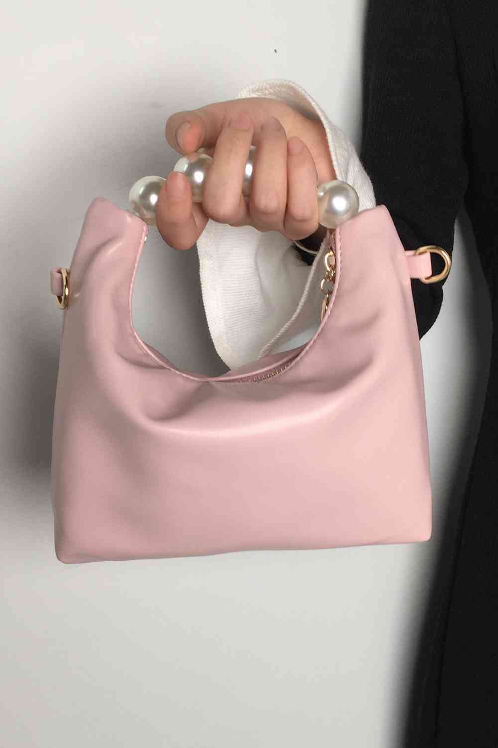 Adorado bolso de cuero de PU con perlas