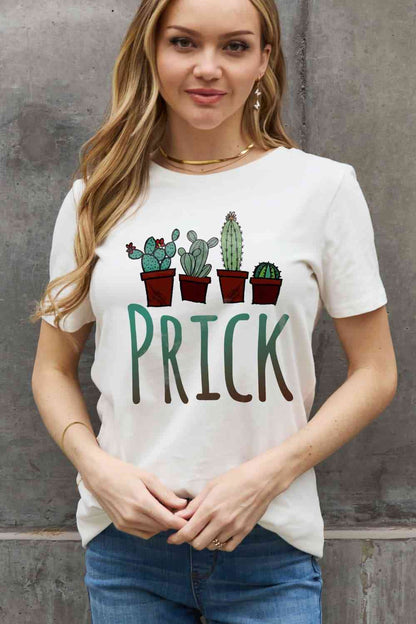 Camiseta de algodón con gráfico PRICK de tamaño completo de Simply Love