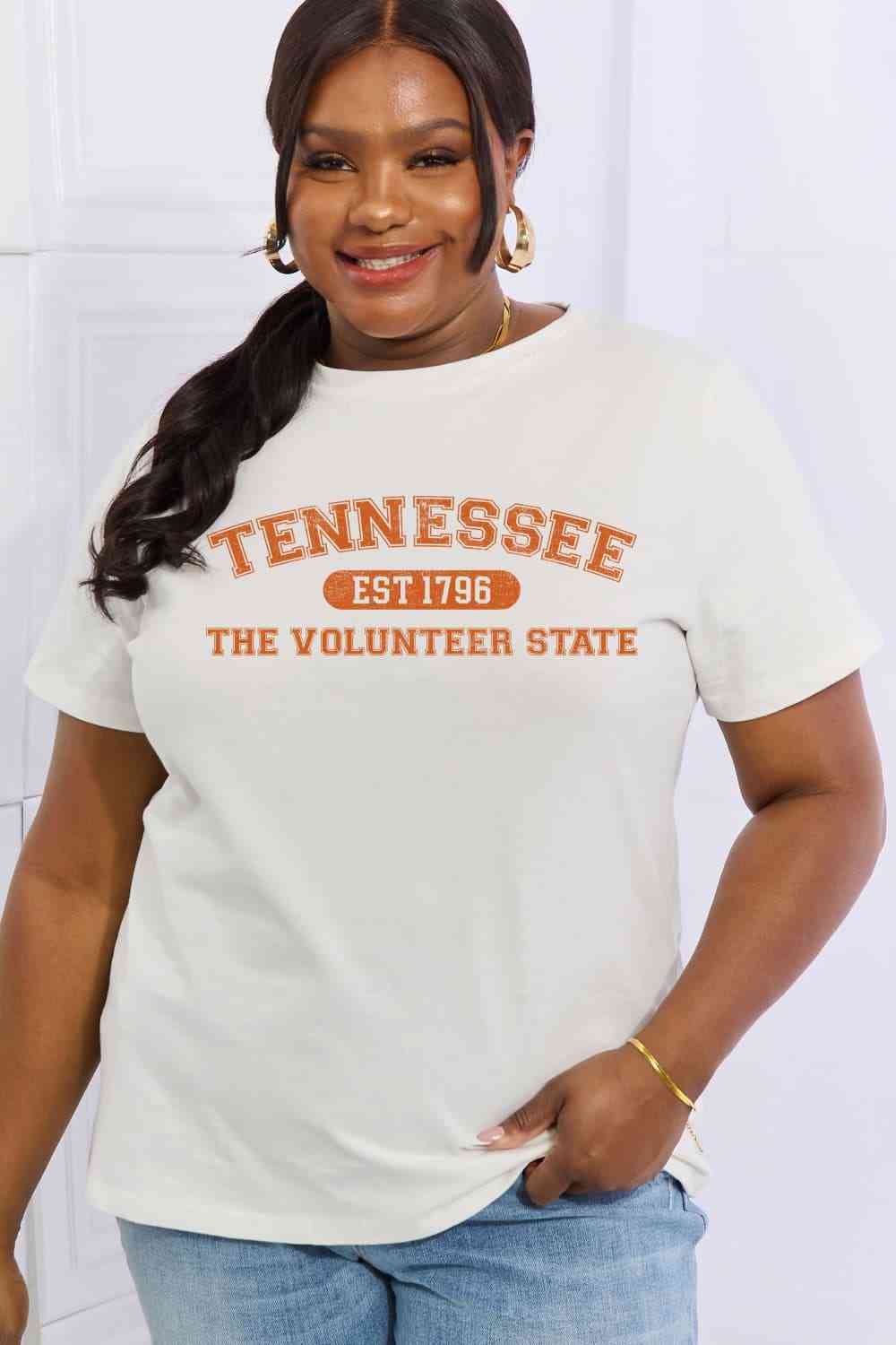 Simply Love Full Size TENNESSEE EST 1796 THE VOLUNTEER STATE Graphic Cotton Tee