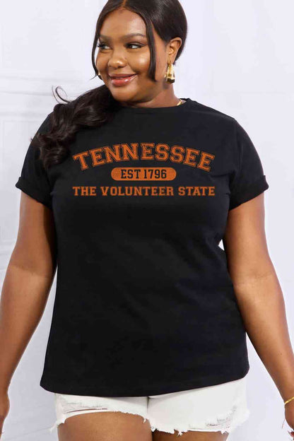 Camiseta de algodón con gráfico THE VOLUNTEER STATE de tamaño completo de Simply Love TENNESSEE EST 1796