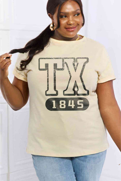 Camiseta de algodón con estampado TX 1845 de tamaño completo de Simply Love