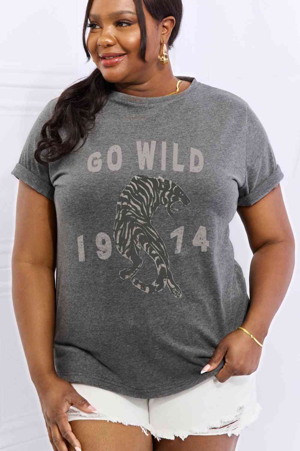 Simply Love Full Size GO WILD 1974 Graphic Cotton Tee