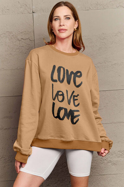 Sudadera con cuello redondo LOVE de talla grande de Simply Love