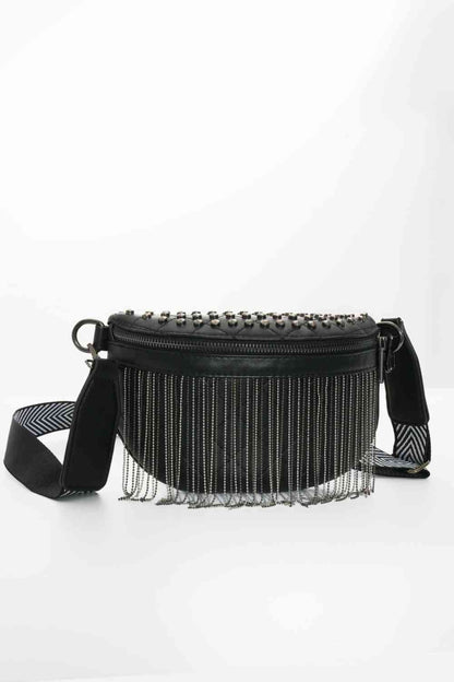 Bolso bandolera con tachuelas y flecos de cuero PU Adored