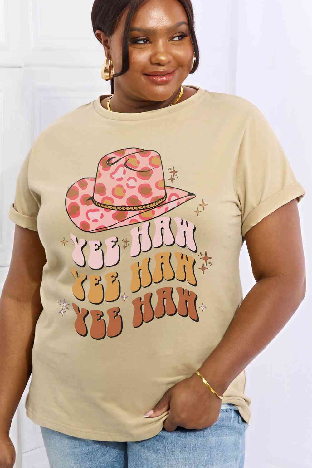 Simply Love Full Size YEE HAH YEE HAH YEE HAH Graphic Cotton Tee